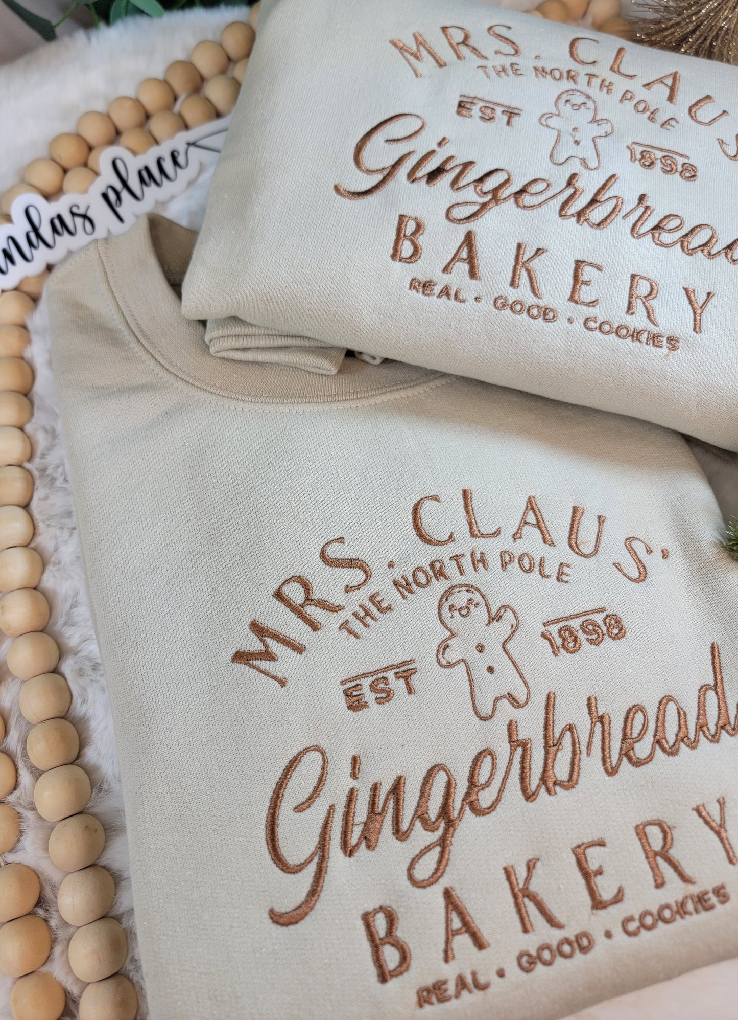 Mrs Claus Gingerbread Chrstmas Crewneck