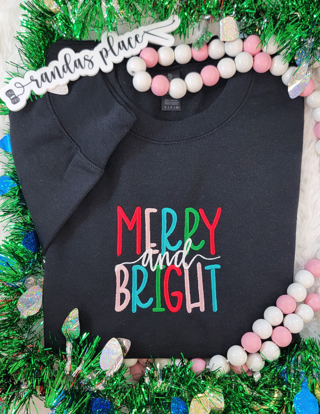 Merry and Bright Black Christmas Crewneck