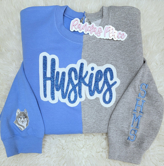 Huskies Split Sparkle Crewneck