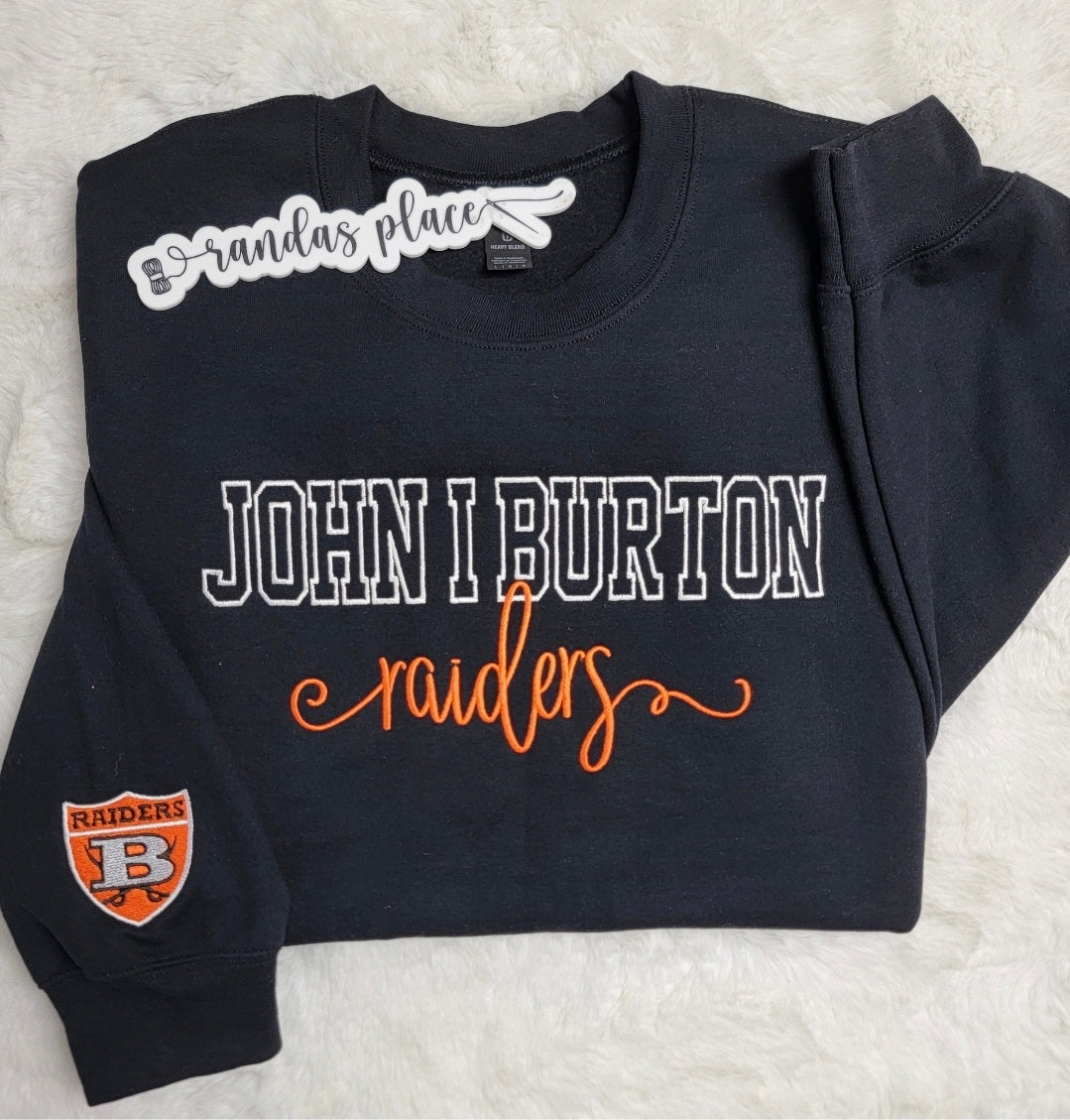 John I Burton Raiders Varsity & Script Crewneck