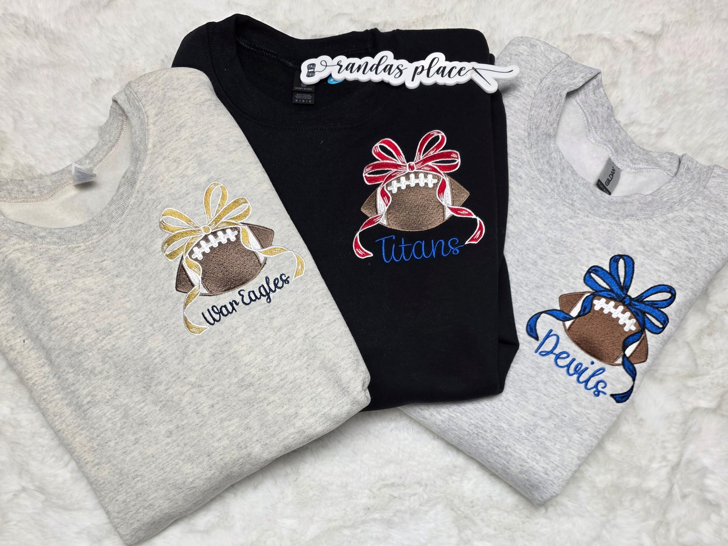 Custom Football Bow Tee/Sweatshirt